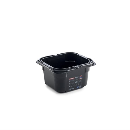 ARAVEN FOOD PAN BPA-FREE GN1/6, 1.5qt BLACK, 6 7/8" X 6 3/8" X 4" 47797